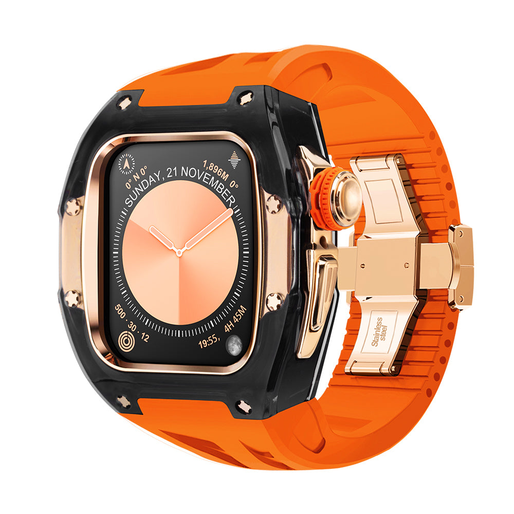 Apple Watch 46mm (C2 Case Clear Black + Rosegold)