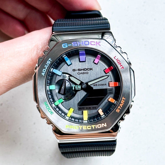 「CasiOak」 G-Shock Silver Steel Rainbow