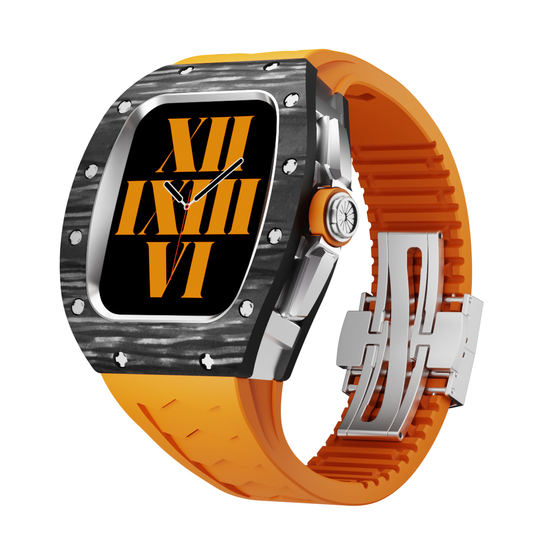 「NEW」Apple Watch Case Forged Carbon Pro Series Case V3 (Black + Silver)