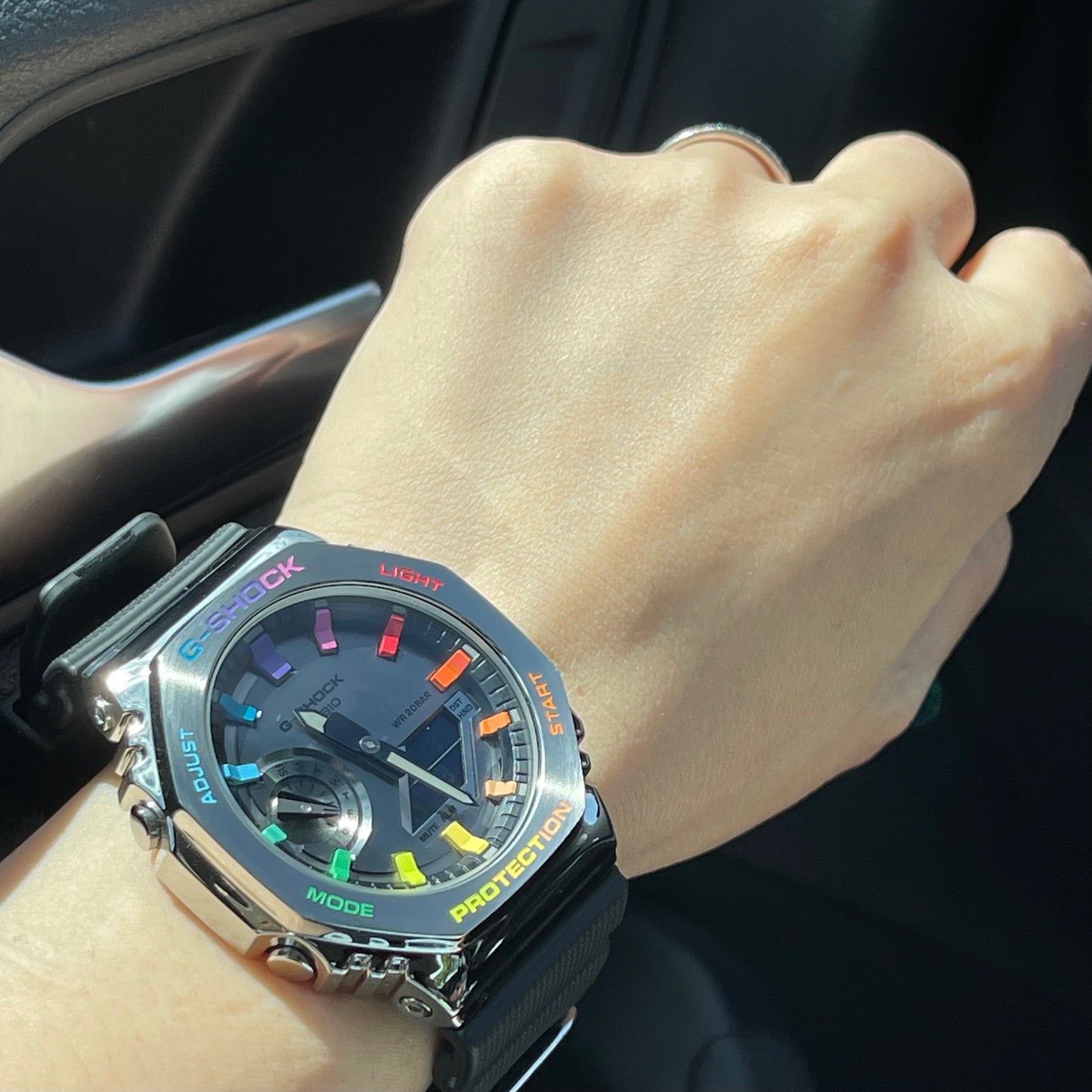 「CasiOak」 G-Shock Silver Steel Rainbow