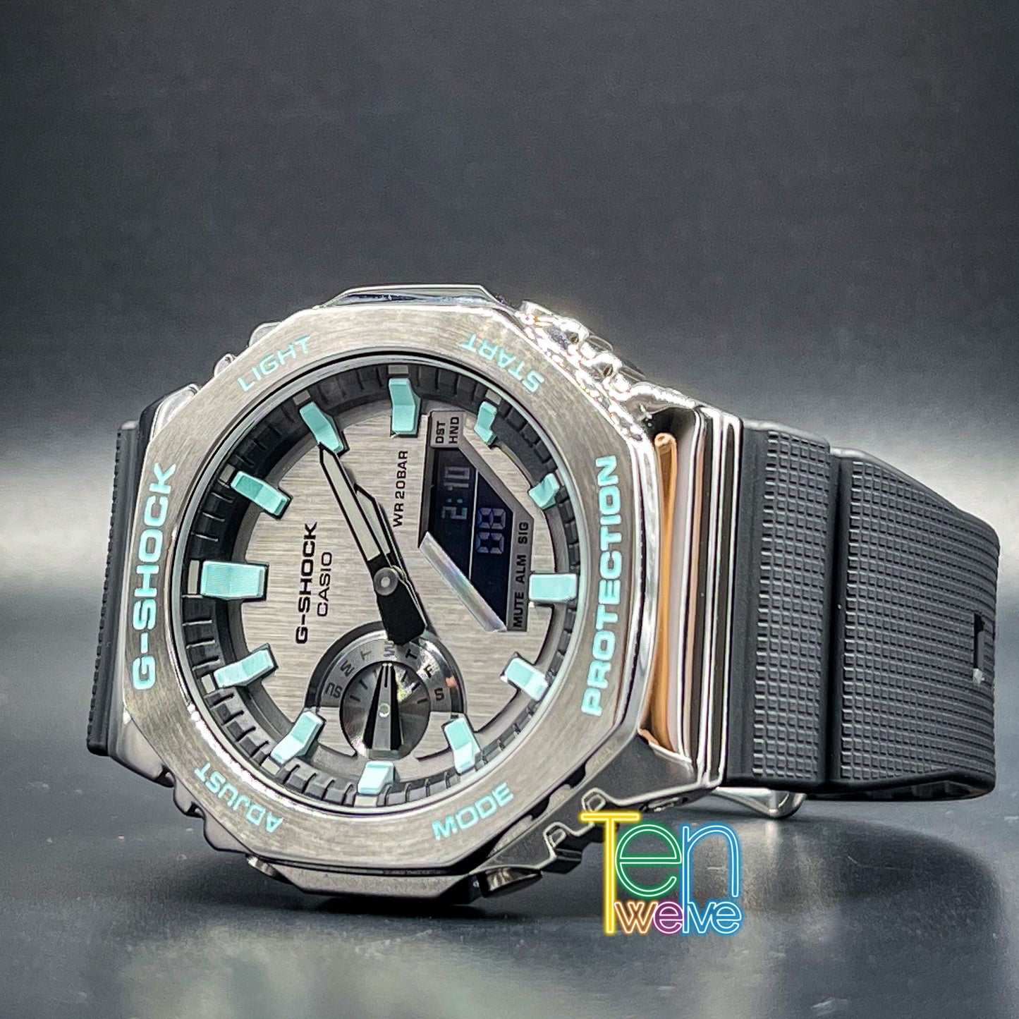 「CasiOak」 G-Shock Silver Turquoise Blue