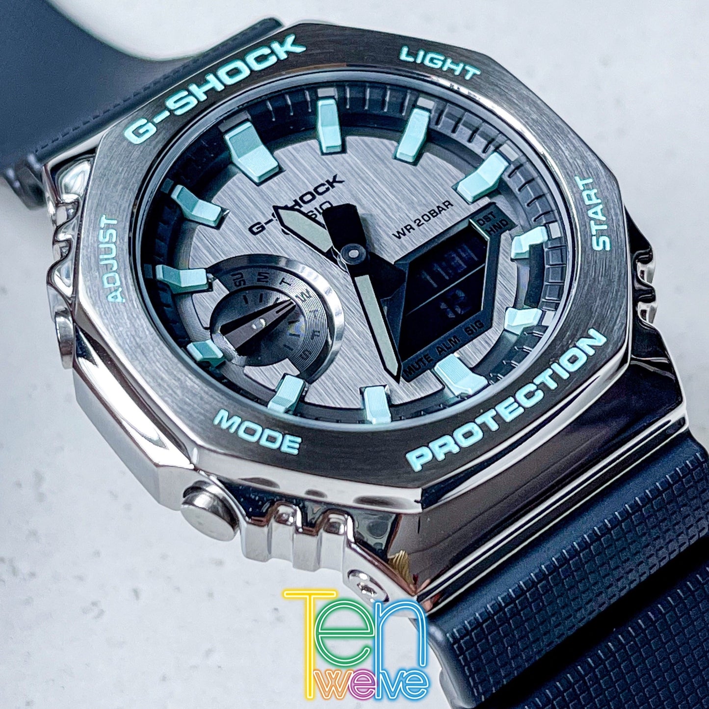 「CasiOak」 G-Shock Silver Turquoise Blue