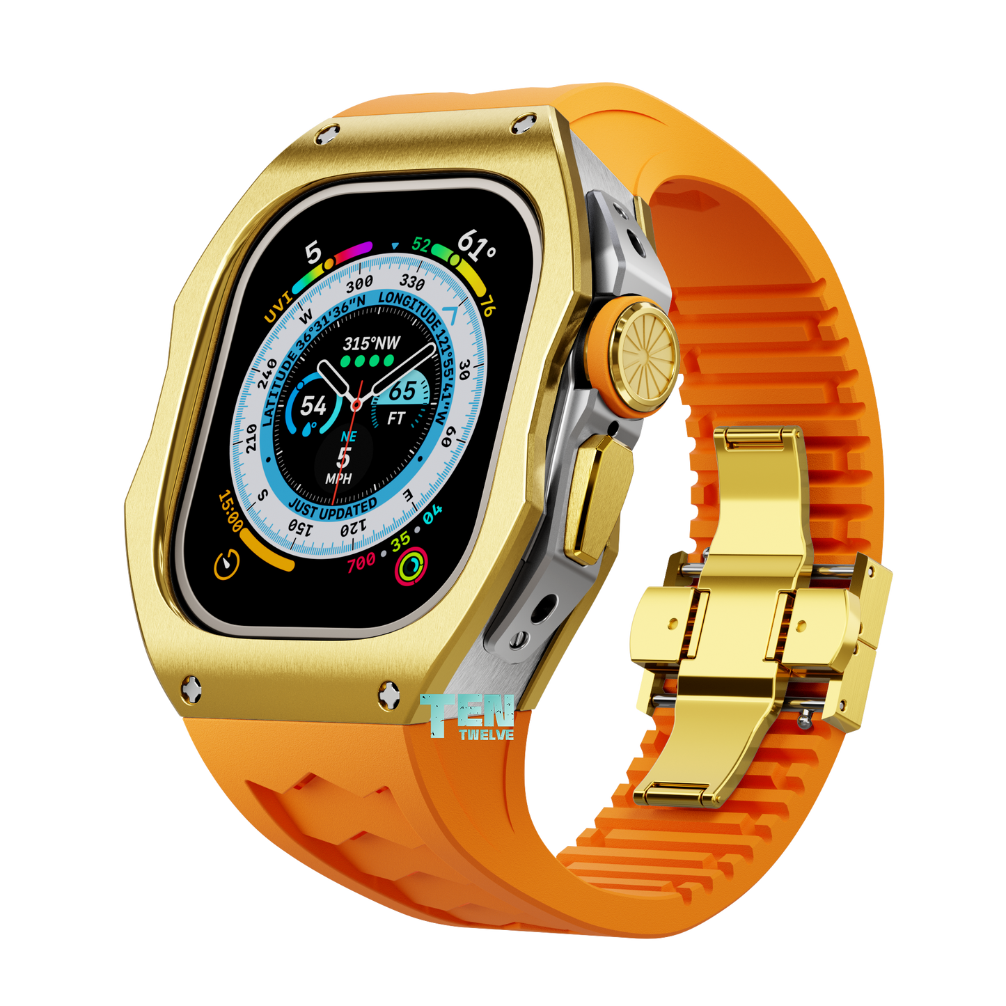 「Ultra」Apple Watch Case Full Titanium  Pro Series U1 (Gold + Silver)