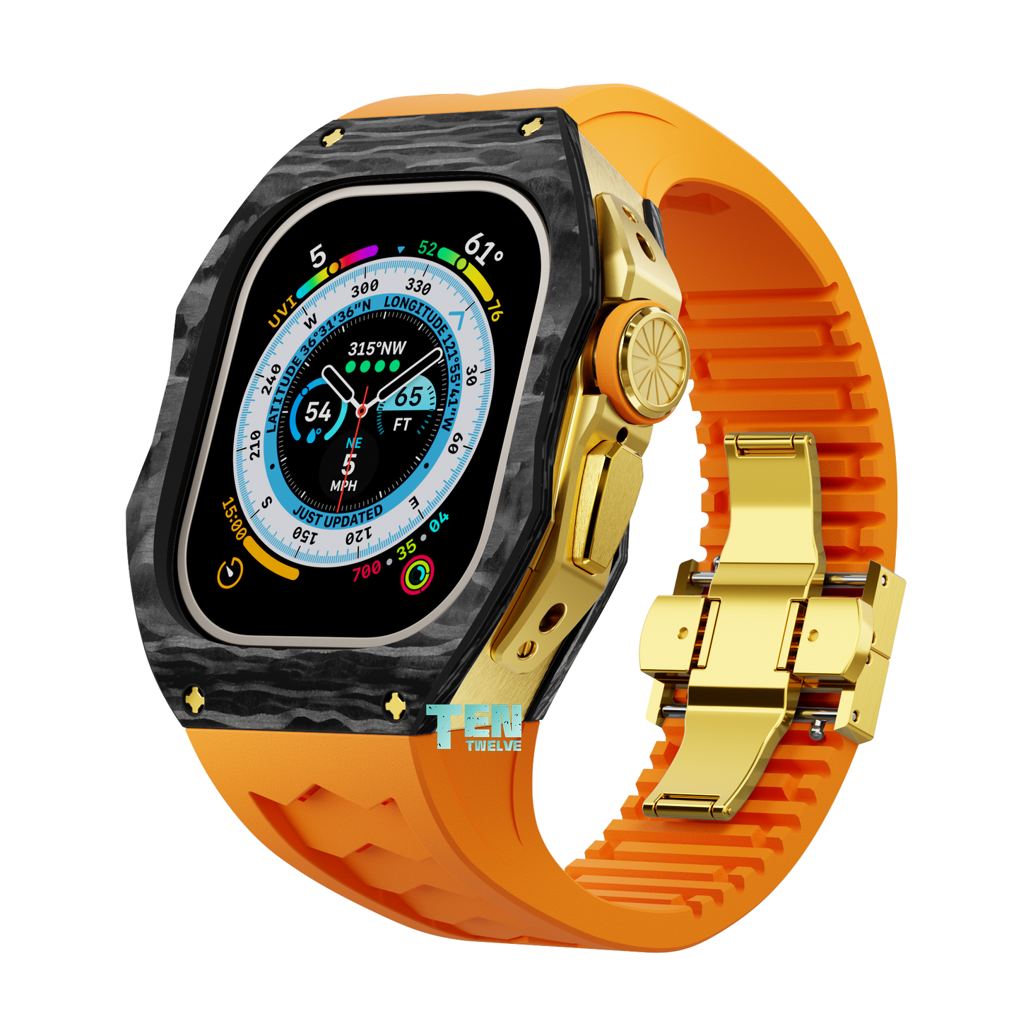 「Ultra」Apple Watch Case Forged Carbon Pro Series U1 (Black + Gold)