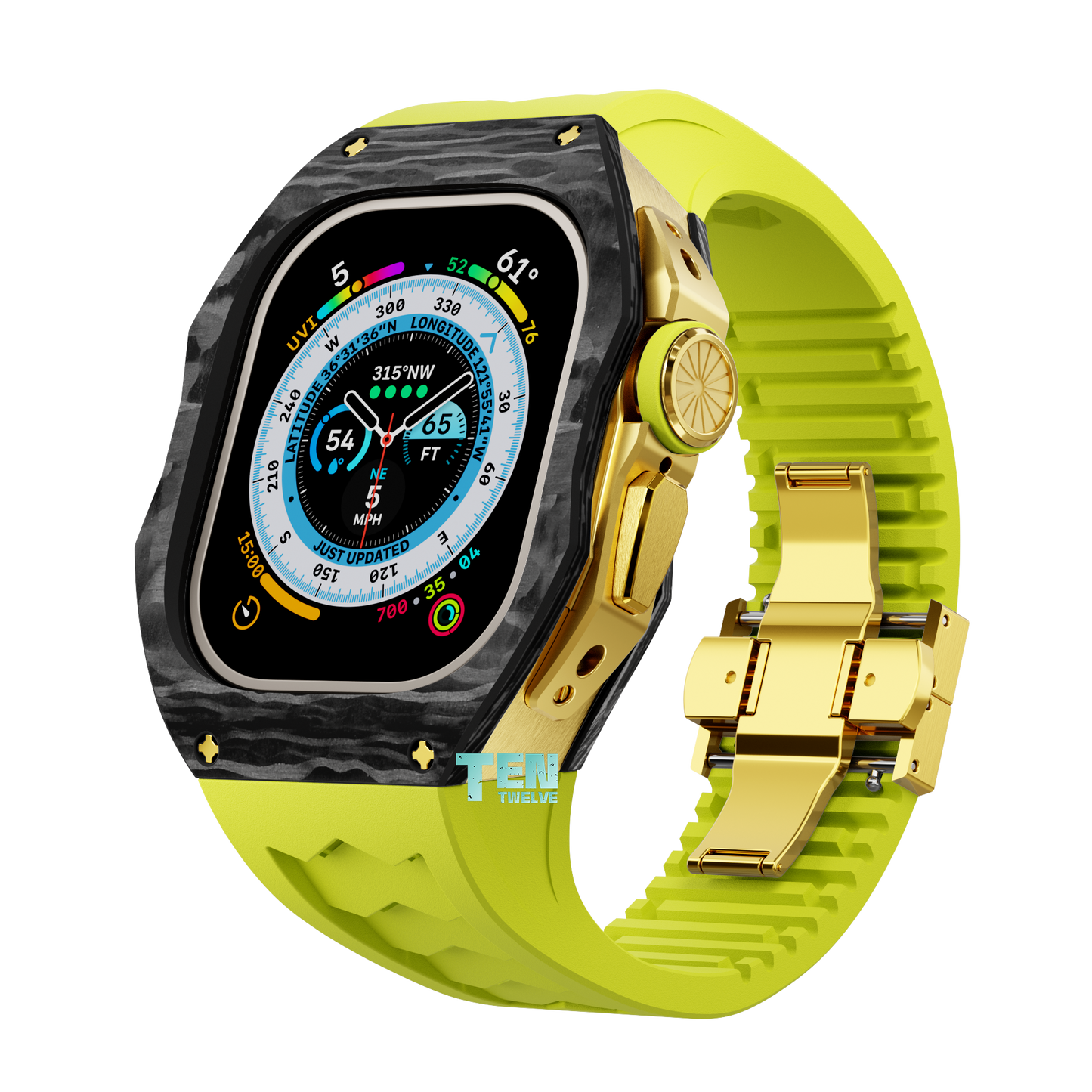 「Ultra」Apple Watch Case Forged Carbon Pro Series U1 (Black + Gold)