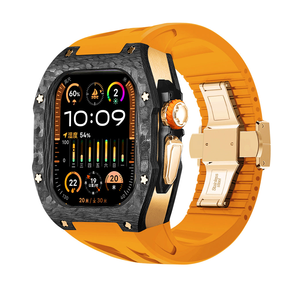Apple Watch Ultra 49mm (U2 Case Forged Carbon Black + Rosegold)