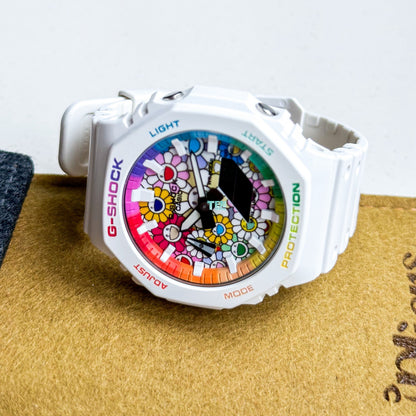 「CasiOak」 G-Shock White Rainbow Sunflower