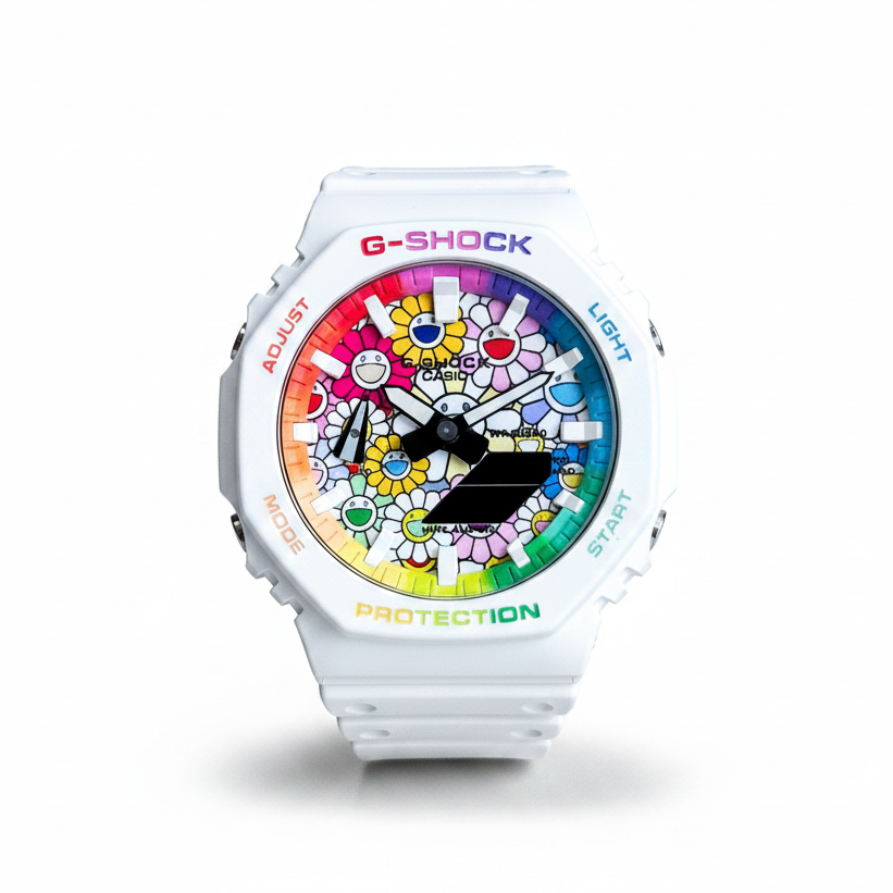 「CasiOak」 G-Shock White Rainbow Sunflower