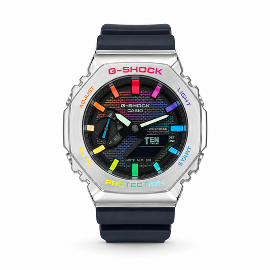 G-Shock Casio watch with a black strap on a white background