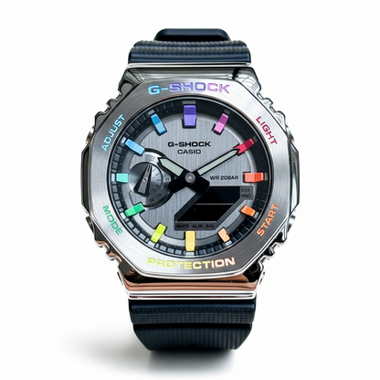 「CasiOak」 G-Shock Silver Steel Rainbow