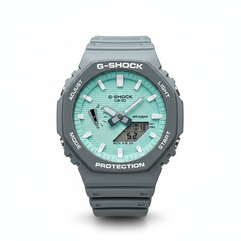 「CasiOak」 G-Shock Grey Turquoise Blue