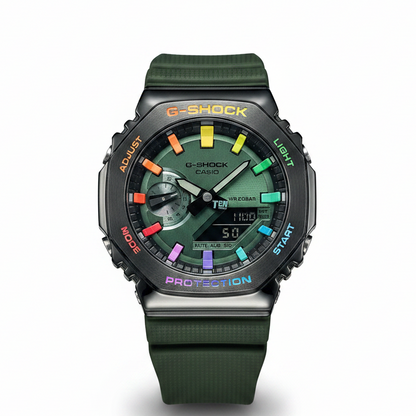 「CasiOak」 G-Shock Green Steel Rainbow