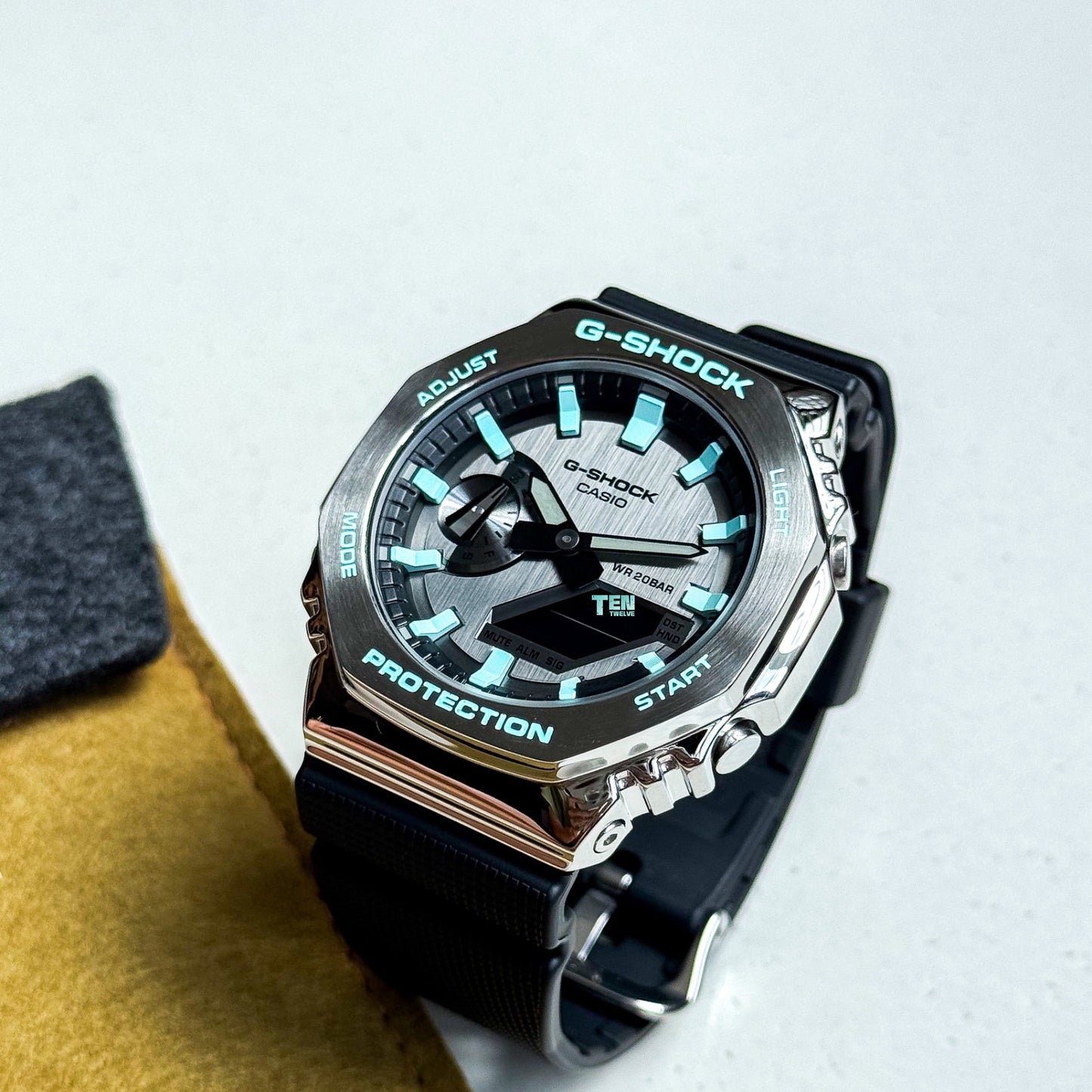 「CasiOak」 G-Shock Silver Steel Turquoise Blue