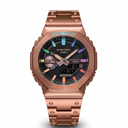 「CasiOak 」G-Shock Rose Gold Full Steel Rainbow