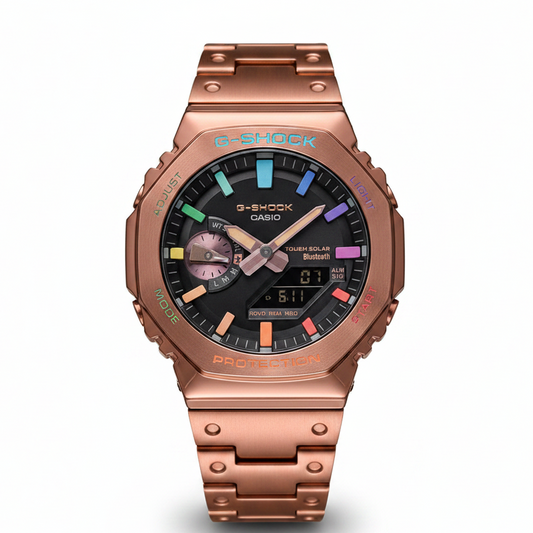 「CasiOak 」G-Shock Rose Gold Full Steel Rainbow