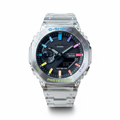 「CasiOak 」G-Shock Silver Full Steel Rainbow