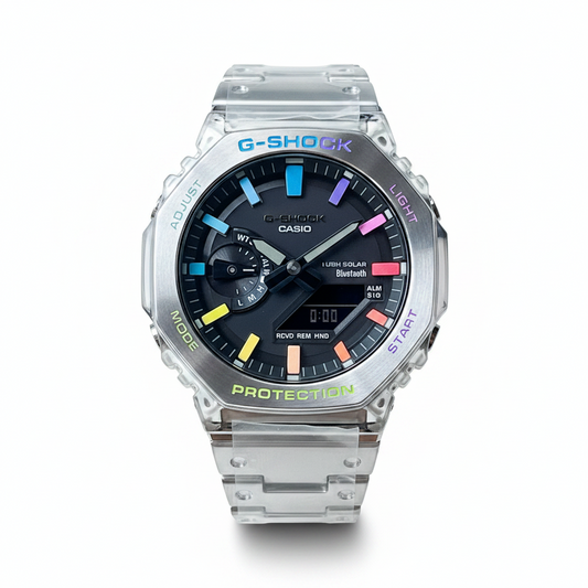 「CasiOak 」G-Shock Silver Full Steel Rainbow