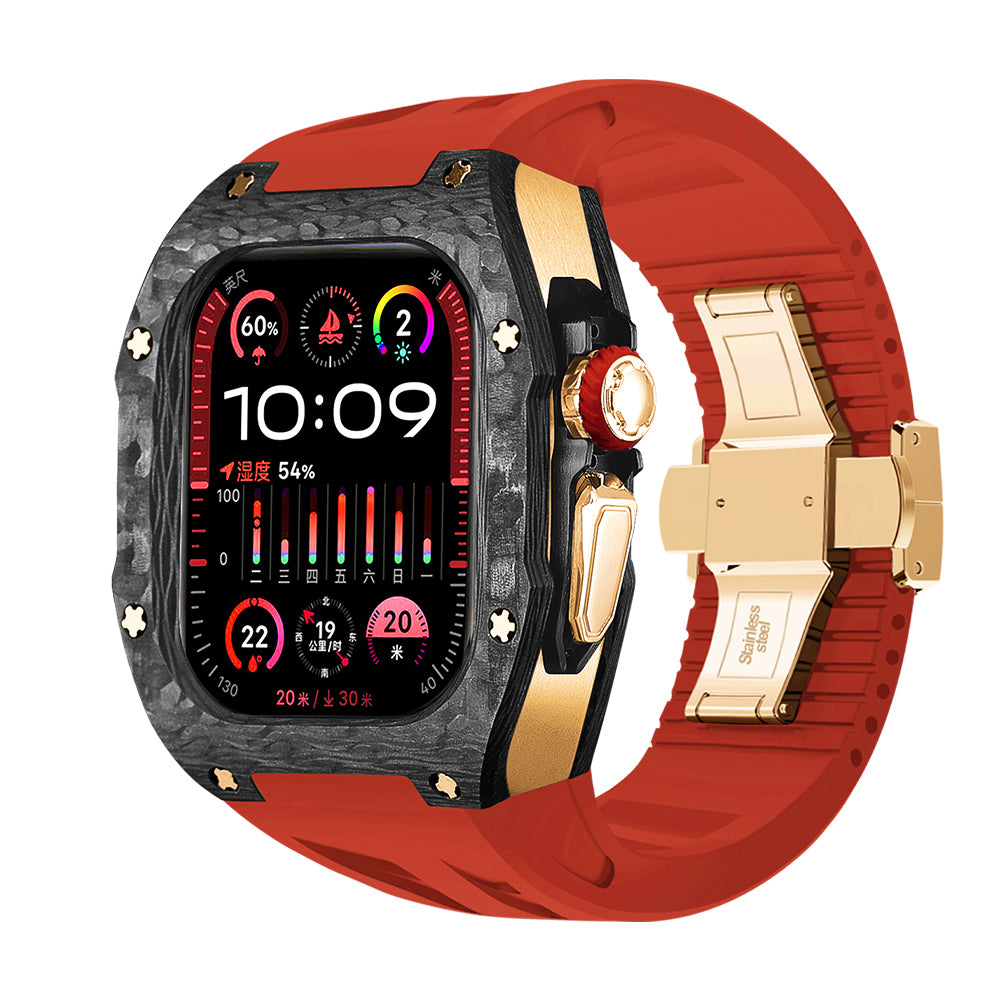 Apple Watch Ultra 49mm (U2 Case Forged Carbon Black + Rosegold)