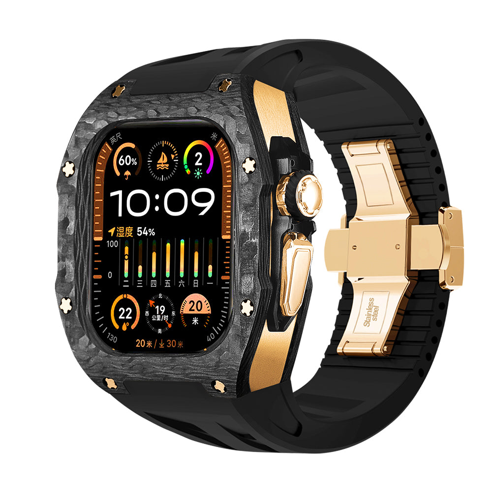 Apple Watch Ultra 49mm (U2 Case Forged Carbon Black + Rosegold)