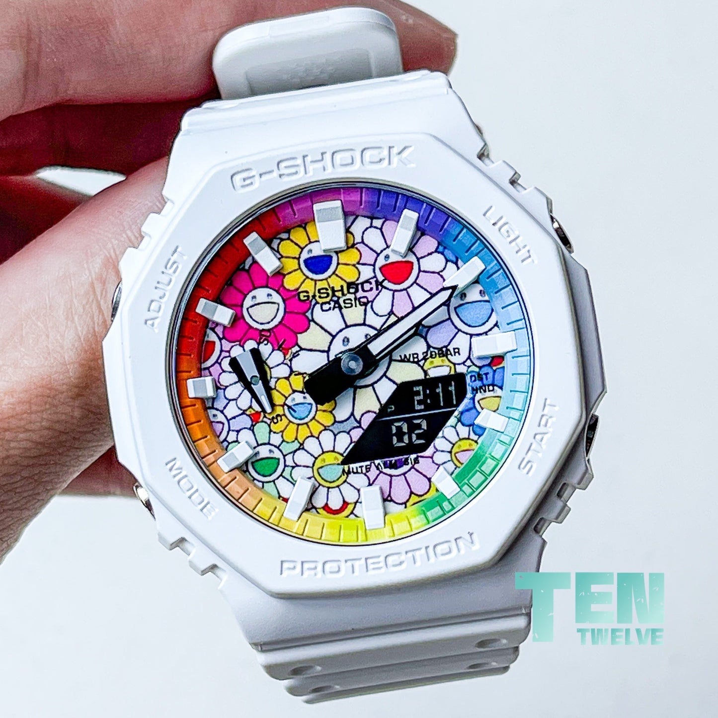 「CasiOak」 G-Shock White Rainbow Sunflower