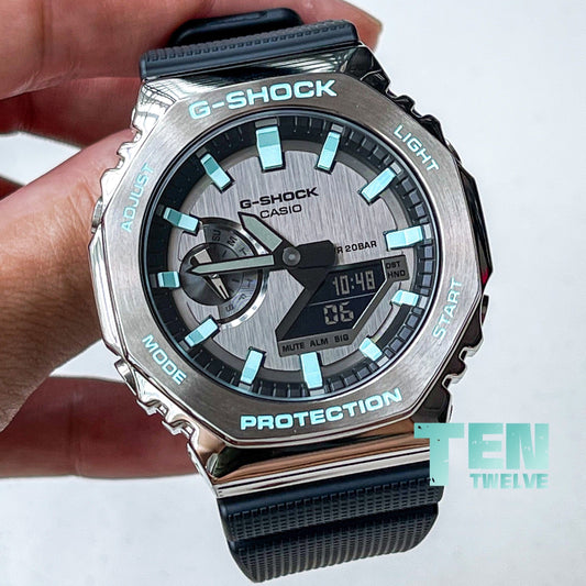 「CasiOak」 G-Shock Silver Turquoise Blue