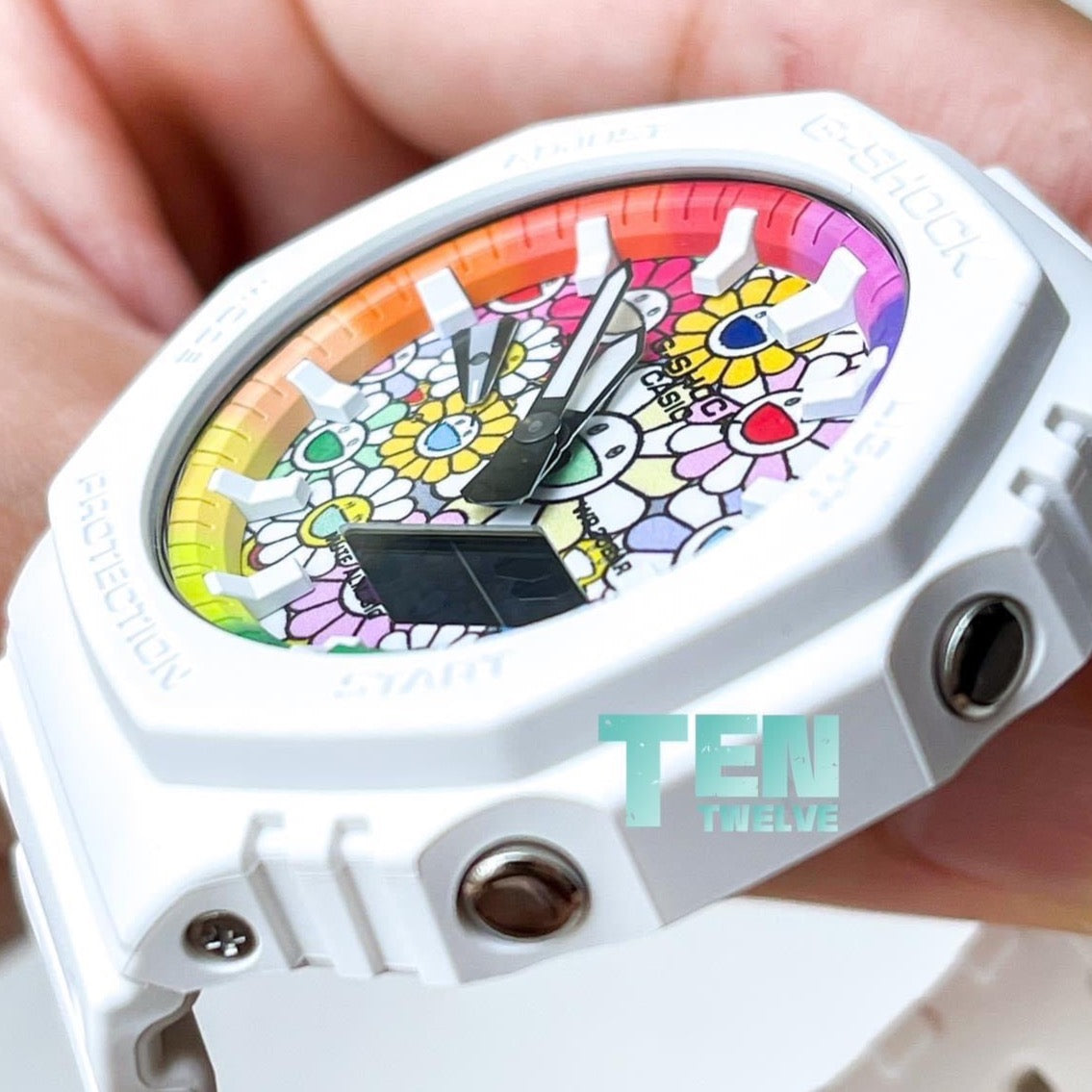 「CasiOak」 G-Shock White Rainbow Sunflower