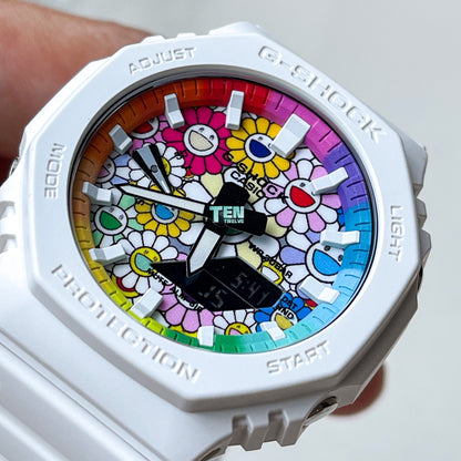 「CasiOak」 G-Shock White Rainbow Sunflower